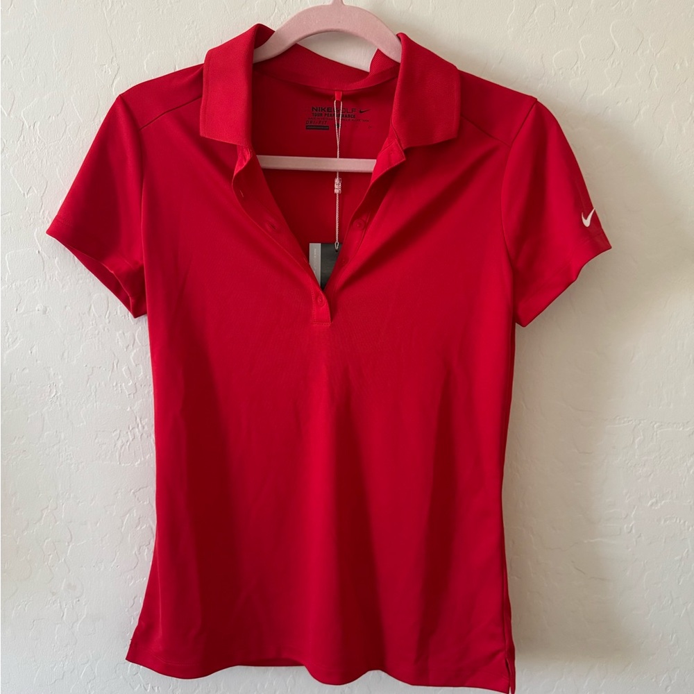 Nike Women's Short Sleeve Red Polo dri fit, golf